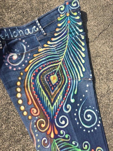 Джинсы роспись акрилом