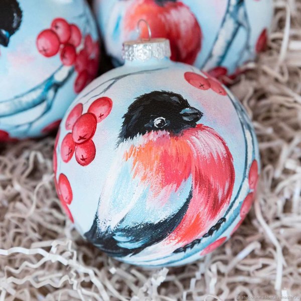 Роспись новогодних шаров акриловыми красками