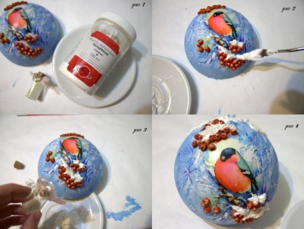 Новогодний шар акриловыми красками