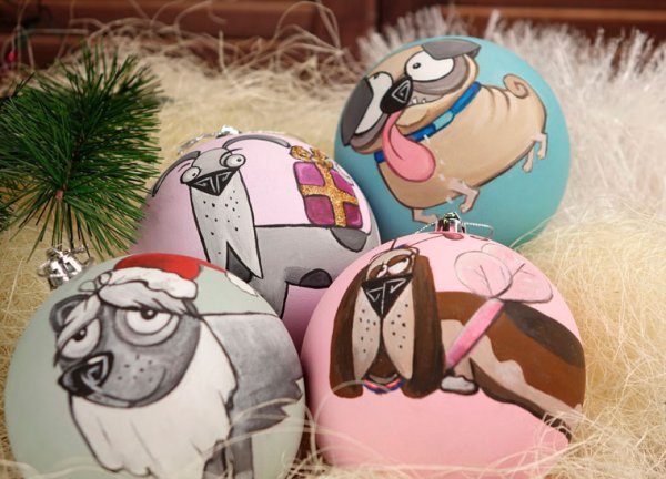 Новогодний шар акриловыми красками