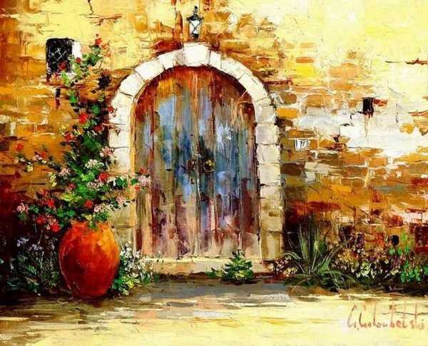 Роспись стеклянных дверей