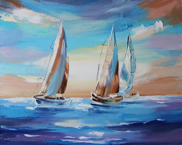 Парусник мастихином картина