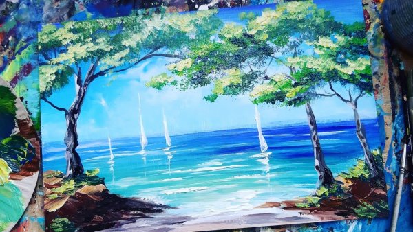 Правополушарное рисование пейзаж гуашью