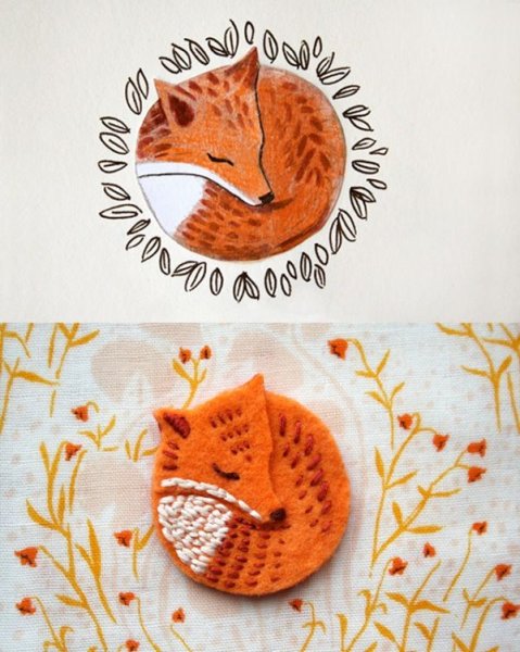 Брошь Лисичка из фетра