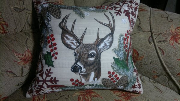 Роспись по ткани акриловыми красками подушки