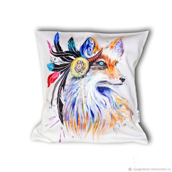 Роспись подушки акриловыми красками
