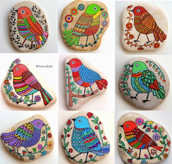 Камни керамические расписные