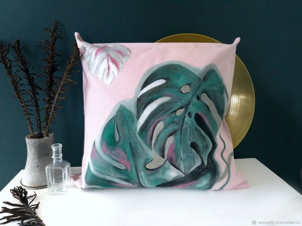 Декоративная подушка лист монстера