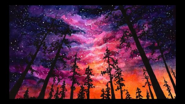 Ночное небо красками