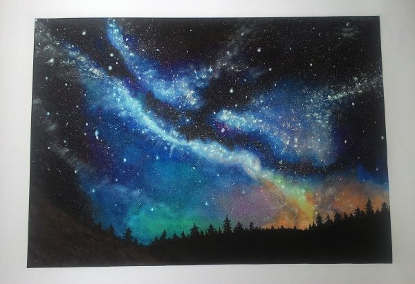 Звездное небо гуашью
