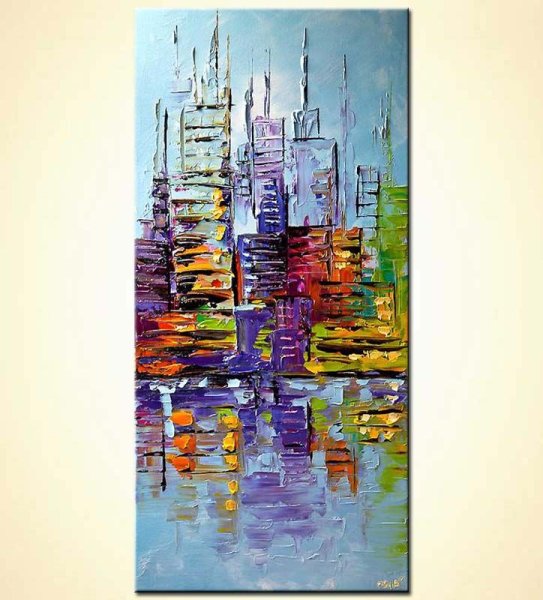 Городской пейзаж акрилом на холсте