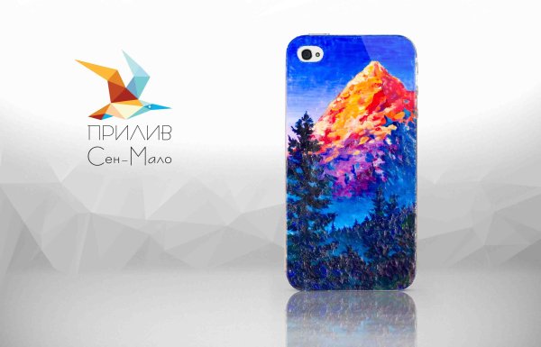 Пейзаж на чехле для телефона