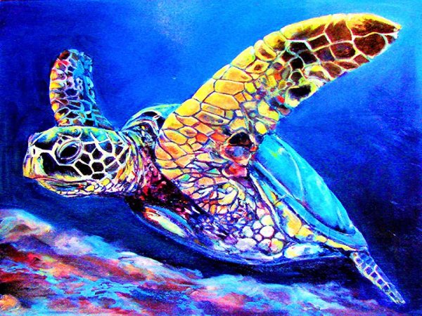 Морская черепаха живопись