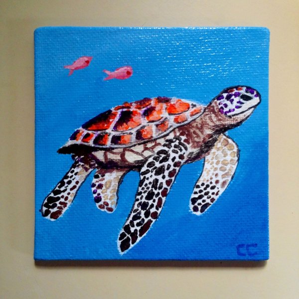 Картины акрилом черепаха