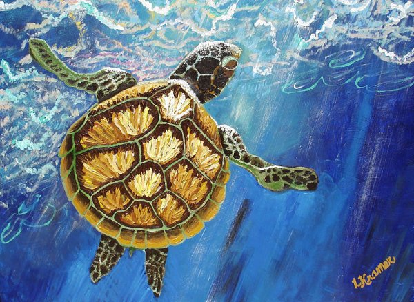 Черепаха красками