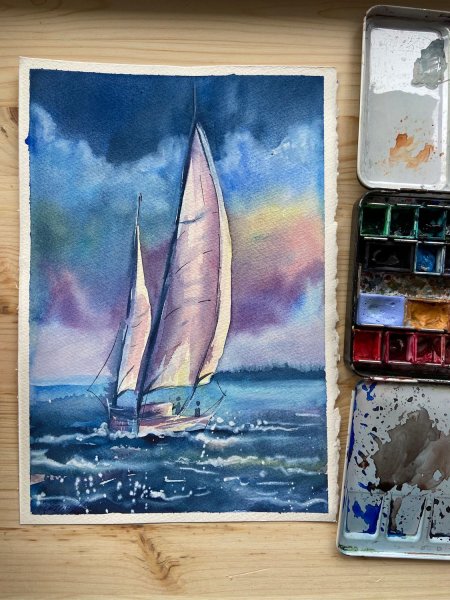 Жиляев акрил парусник интерьерная картина