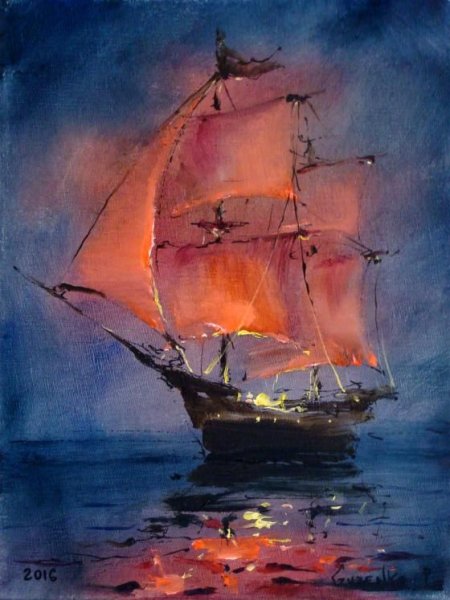 Море яхты живопись