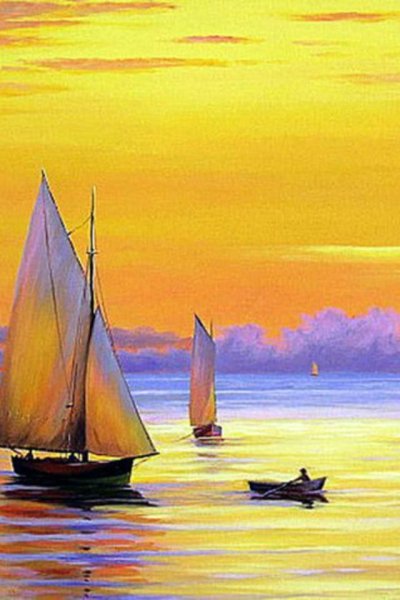 Парусник маслом на холсте