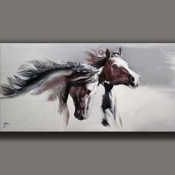 Картина лошади черно белая
