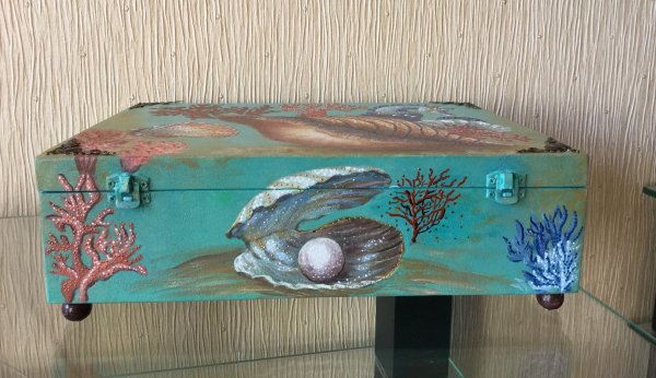 Морская роспись шкатулки