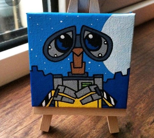 Рисование на мини холстах мультяшек