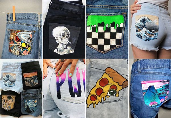 Рисование на джинсах акриловыми красками