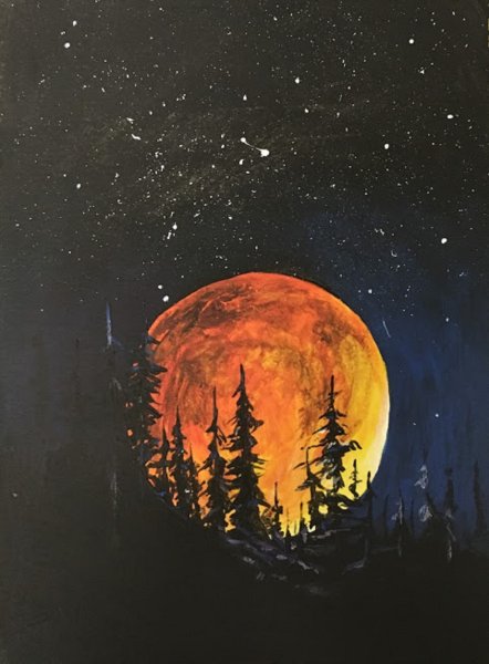 Луна живопись маслом