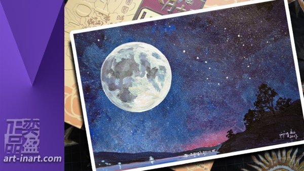 Рисуем луну акрилом