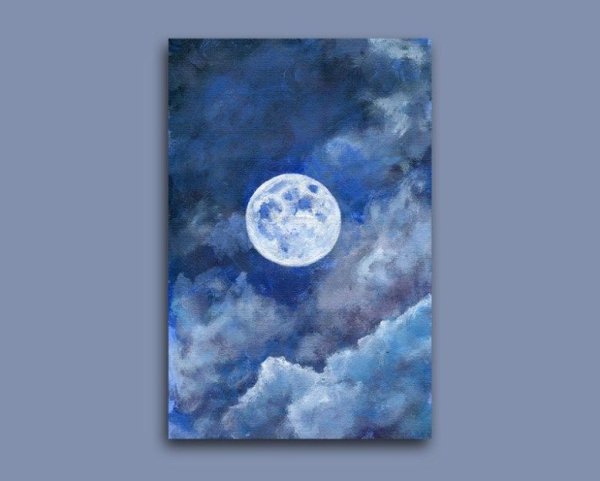 Полнолуние акварель