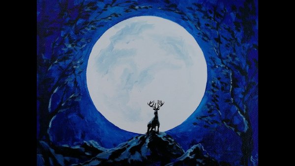 Луна полная рисунок акрил