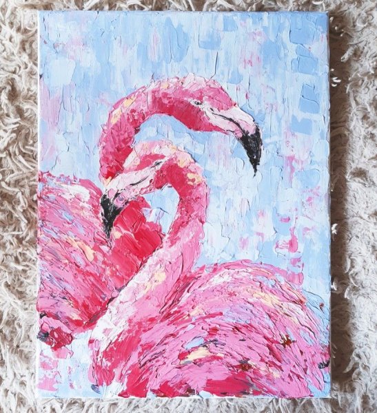 Фламинго живопись мастихином иностранных художников