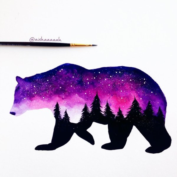 Акварельные силуэты животных