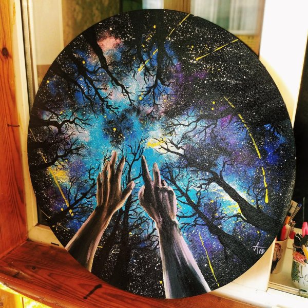 Круглые картины акрилом