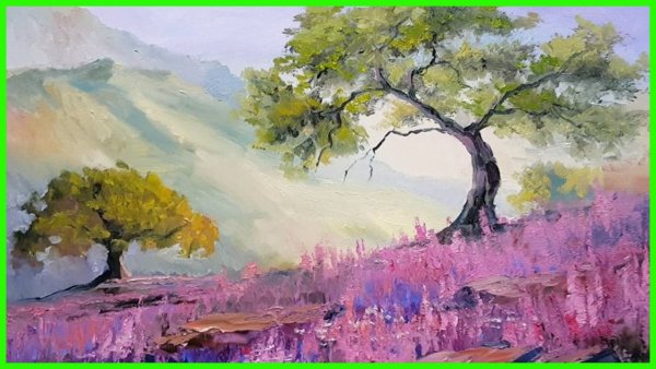 Пейзаж с деревом акрилом Татьяна Бейкер