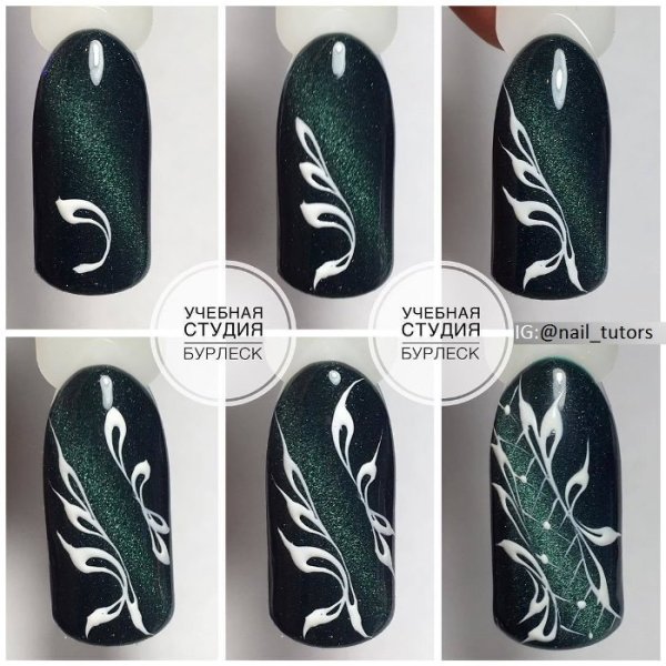 Черно белый матовый маникюр