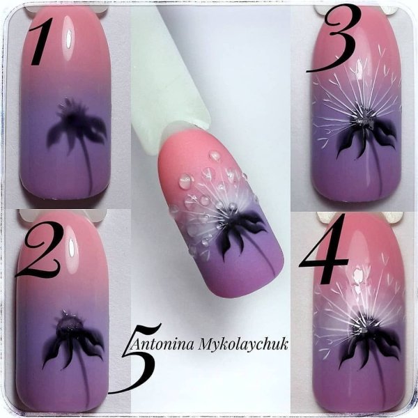 Красивый маникюр с черными вензелями