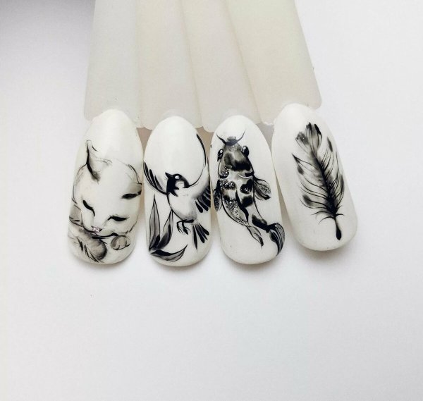 Ногти нарощенные китайская роспись