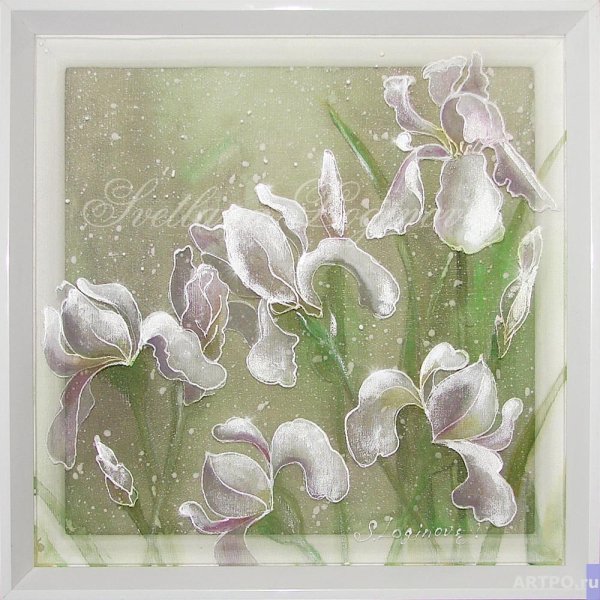 Цветы перламутровый акрилом