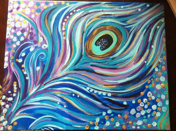 Витраж павлинье перо