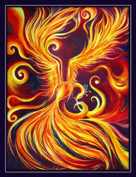 Феникс акварель