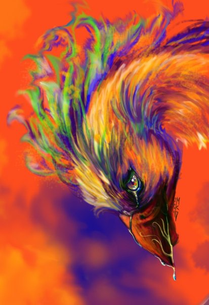 Феникс акварель