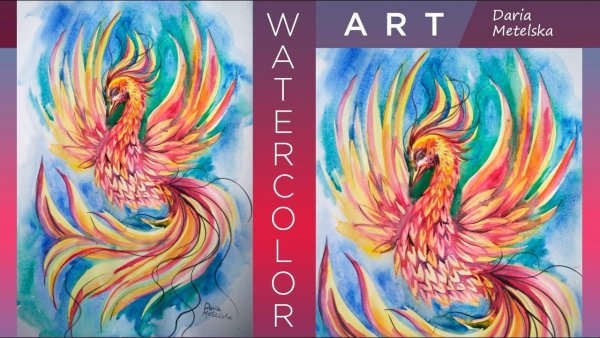 Феникс рисунок цветными карандашами