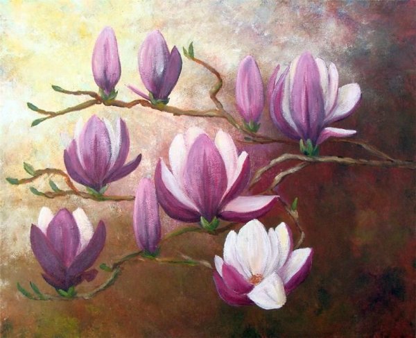 Цветущая Магнолия пастелью