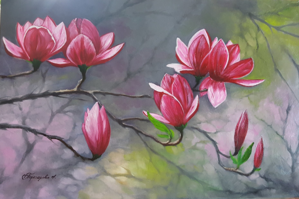 Магнолия картина маслом