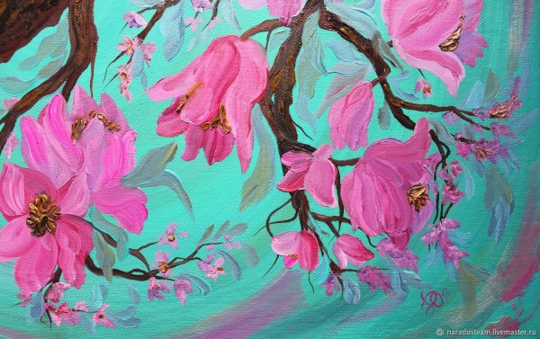 Магнолия акрилом на холсте