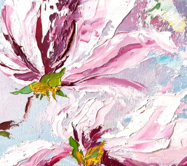 Магнолия живопись мастихином