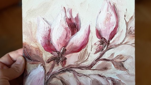 Рисование акрил для начинающих Магнолия
