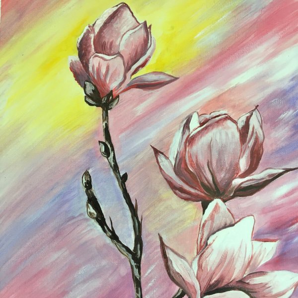 Магнолия картина акрилом