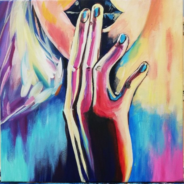 Руки акрилом на холсте