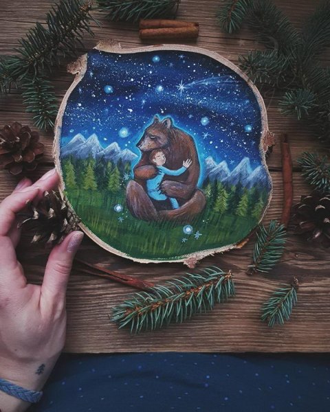 Рисование на спиле дерева